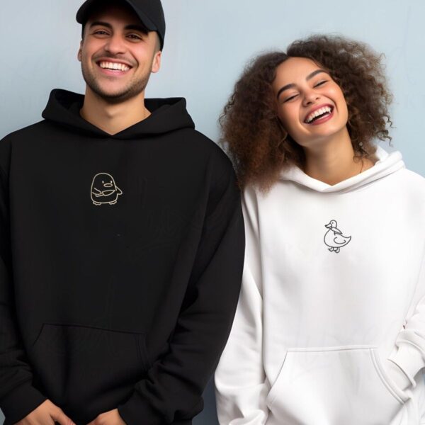 Custom Embroidered Duck Duck Goose Matching Hoodies for Couples, Couple Sweatshirt, Couple Embroidered Sweatshirt, Valentine's Day Gifts Idea For Him Her - Image 5