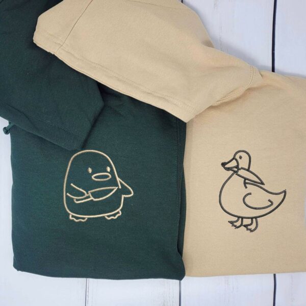 Custom Embroidered Duck Duck Goose Matching Hoodies for Couples, Couple Sweatshirt, Couple Embroidered Sweatshirt, Valentine's Day Gifts Idea For Him Her - Image 2