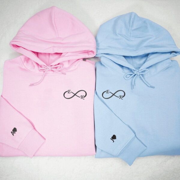 Custom Embroidered I Love You Infinity Matching Hoodies for Couples, Couple Sweatshirt, Couple Embroidered Sweatshirt, Valentine's Day Gifts Idea For Him Her - Image 3