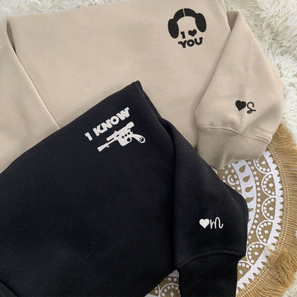 I Love You I Know Inspired Custom Embroidered Matching Hoodies For Couples, Couple Sweatshirt, Couple Embroidered Sweatshirt, Valentine's Day Gifts Idea For Him Her - Image 3